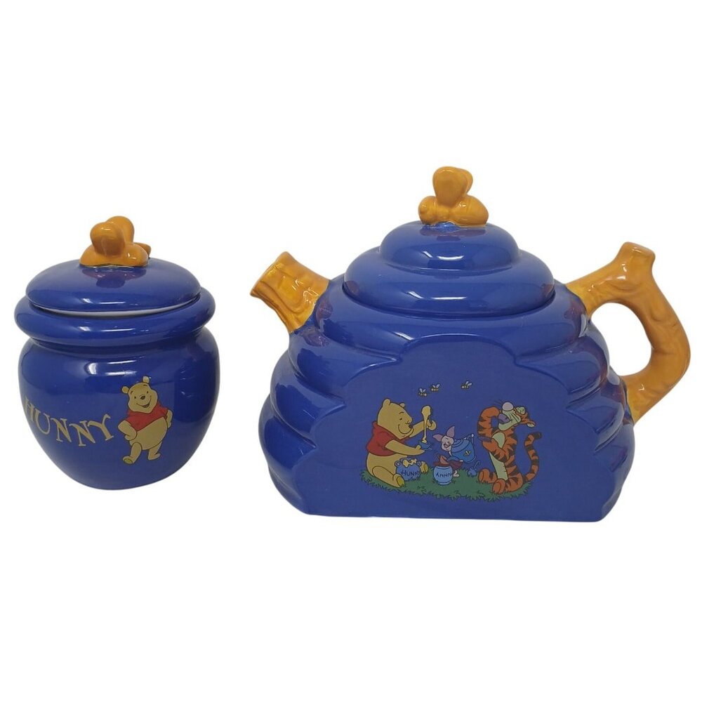 Disney Winnie the Pooh Tea Pot Beehive Ceramic Houston Harvest With Honey Pot H8